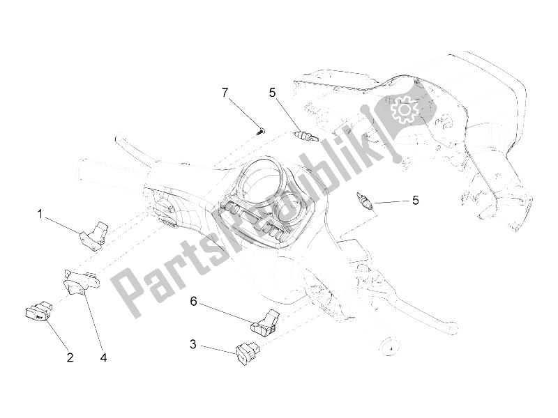 Todas las partes para Selectores - Interruptores - Botones de Vespa S 125 4T 3V E3 IE Vietnam 2012