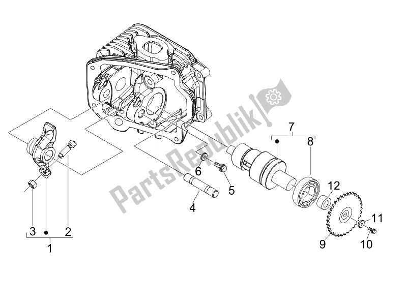 Toutes les pièces pour le Leviers à Bascule Support Unité du Vespa S 50 4T 2V 25 KMH NL 2010