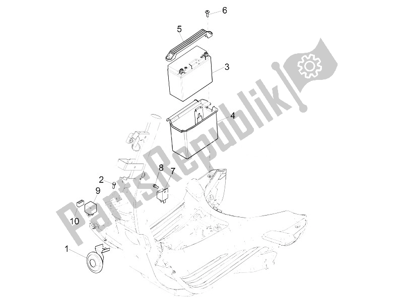 All parts for the Remote Control Switches - Battery - Horn of the Vespa Vespa Sprint 150 4T 3V Iget E4 ABS USA Canada 2016