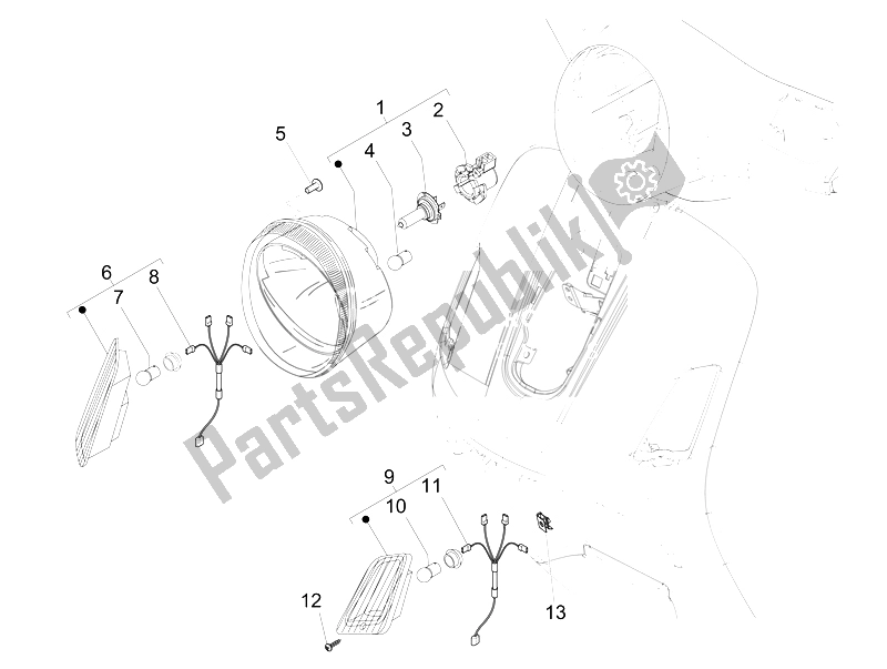 Toutes les pièces pour le Phares Avant - Clignotants du Vespa GTS Super 150 IE 4T 3V 2014