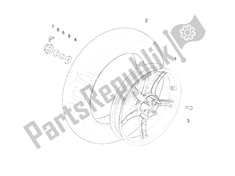 All parts for the Rear Wheel of the Vespa LX 125 4T 2V IE E3 Taiwan 2011