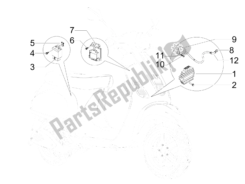 Tutte le parti per il Regolatori Di Tensione - Centraline Elettroniche (ecu) - H. T. Bobina del Vespa S 150 4T 2008