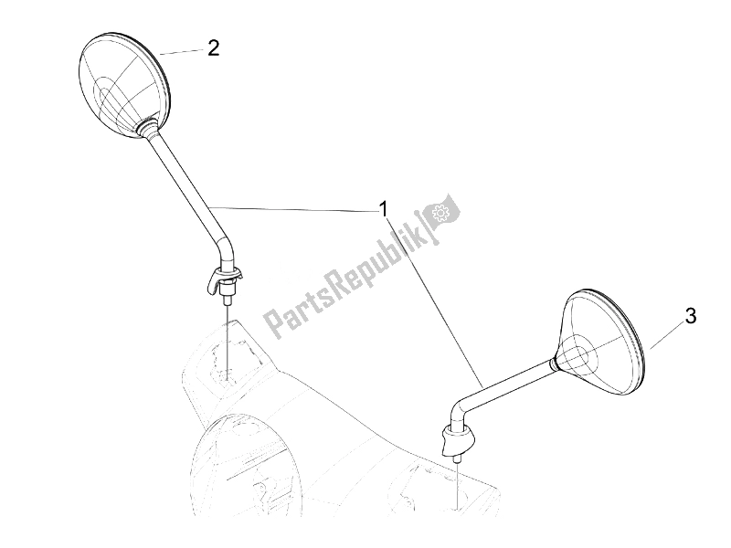 All parts for the Driving Mirror/s of the Vespa Granturismo 200 L USA 2007