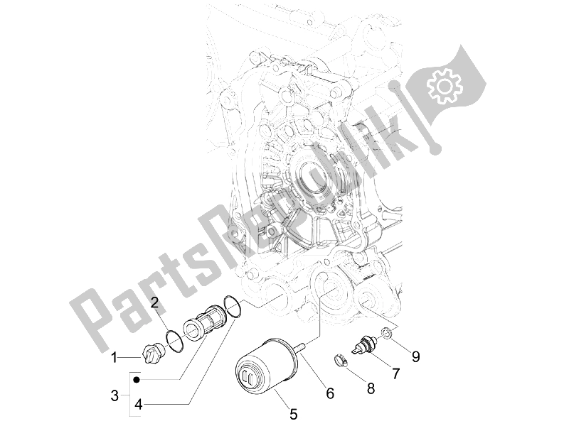 Toutes les pièces pour le Couvercle Magnéto Volant - Filtre à Huile du Vespa S 150 4T USA 2007