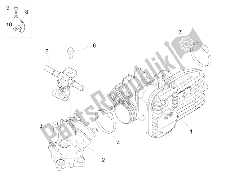 All parts for the Throttle Body - Injector - Union Pipe of the Vespa GTS 300 IE Touring 2011