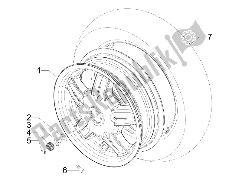 Toutes les pièces pour le Roue Arrière du Vespa S 50 4T 4V College USA 2008