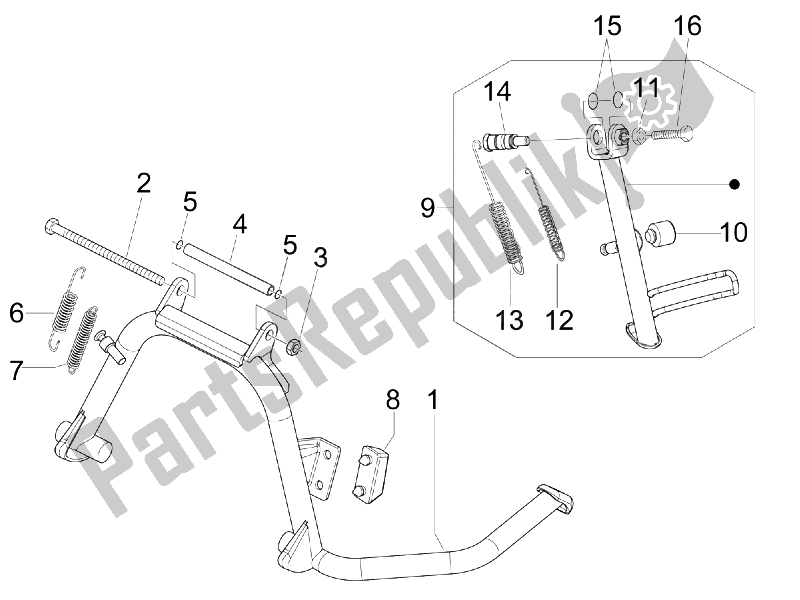 Tutte le parti per il Stand / S del Vespa S 125 4T IE E3 College 2009