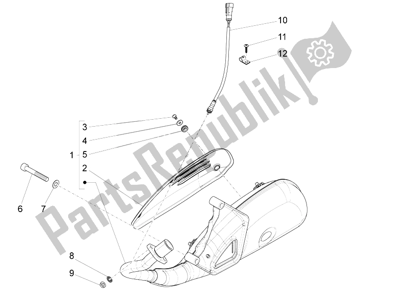 Toutes les pièces pour le Silencieux du Vespa LT 150 4T 3V IE 2014