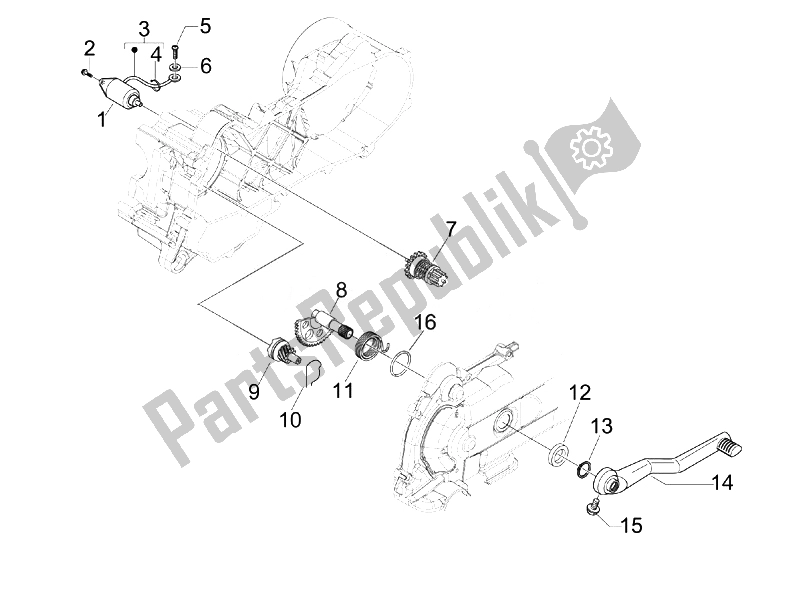 Alle onderdelen voor de Stater - Elektrische Starter van de Vespa Vespa Sprint 50 4T 2V 25 KMH EU 2014