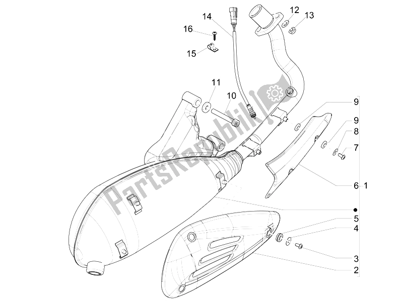 All parts for the Silencer of the Vespa 946 125 2014