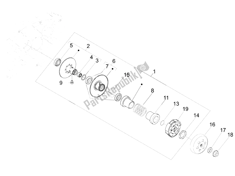 Toutes les pièces pour le Poulie Menée du Vespa S 125 4T E3 2007