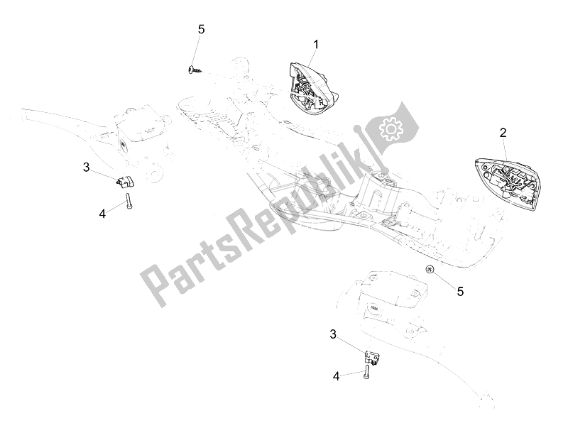 Alle onderdelen voor de Keuzeschakelaars - Schakelaars - Knoppen van de Vespa 946 150 2014