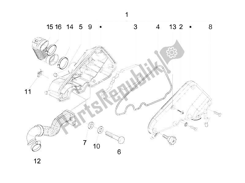 Toutes les pièces pour le Filtre à Air du Vespa LXV 150 4T USA 2009