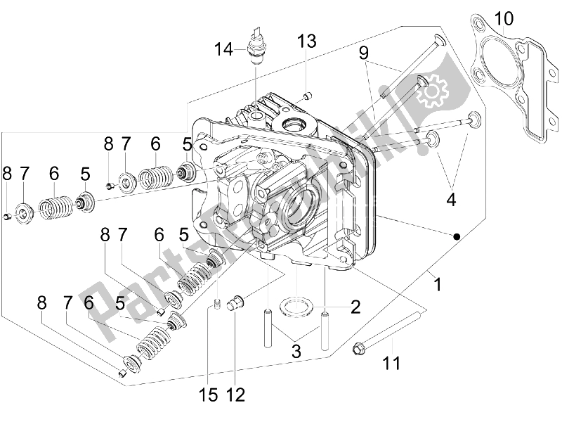All parts for the Head Unit - Valve of the Vespa S 50 4T 4V College 2008