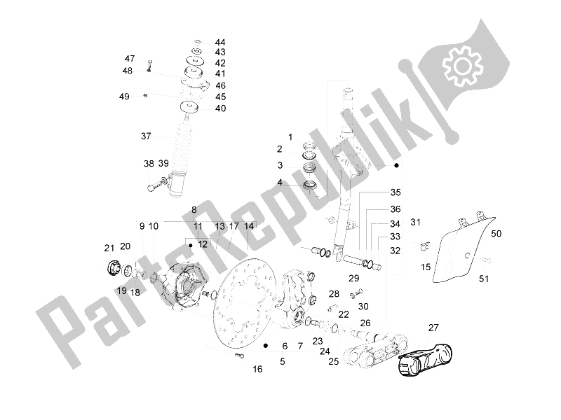 Tutte le parti per il Forcella / Tubo Sterzo - Unità Cuscinetto Sterzo del Vespa S 150 4T 2V E3 Taiwan 2011