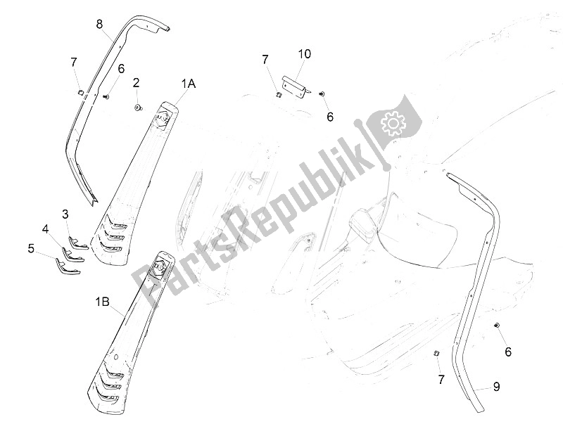 Tutte le parti per il Scudo Anteriore del Vespa Vespa Primavera 150 4T 3V Iget E4 ABS USA Canada 2016