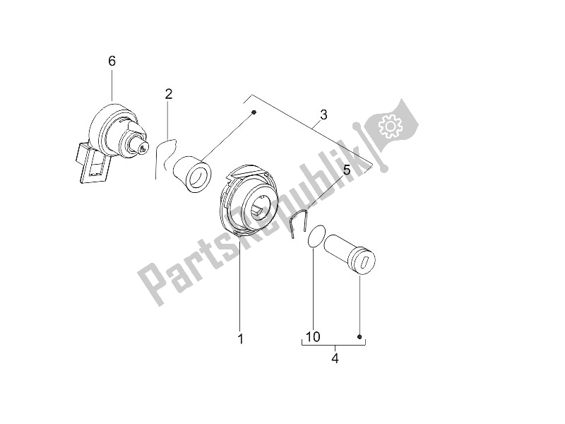 All parts for the Locks of the Vespa LXV 50 2T CH 2006