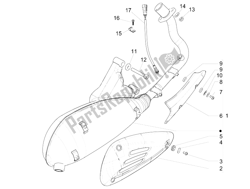 All parts for the Silencer of the Vespa 946 150 4T 3V ABS Armani USA 2015