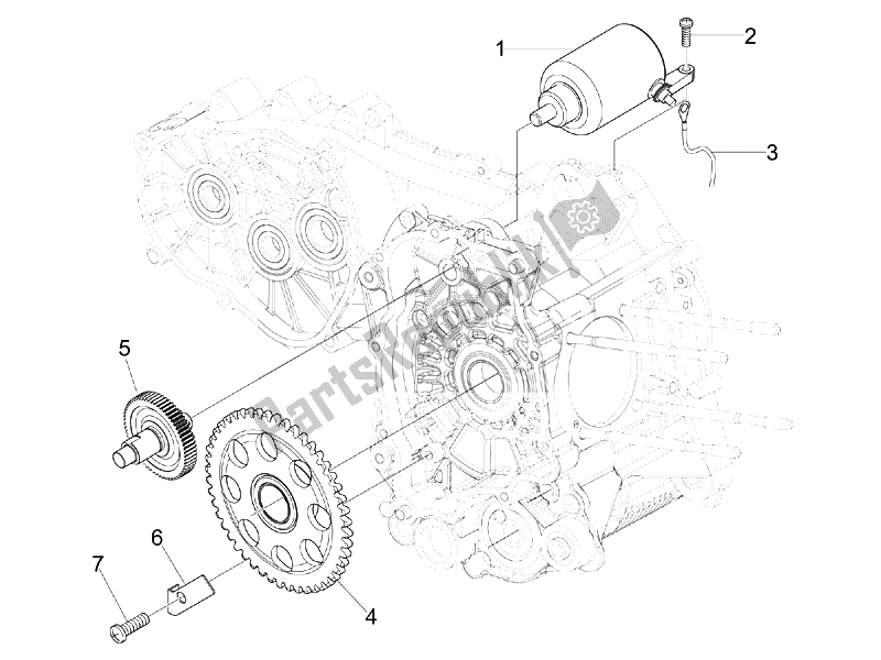 Alle onderdelen voor de Stater - Elektrische Starter van de Vespa GTV 250 IE USA 2007