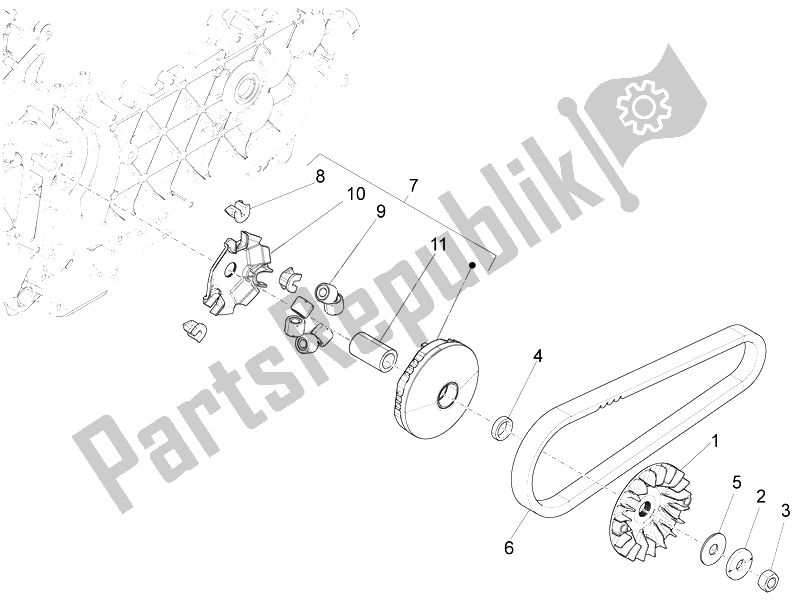 Tutte le parti per il Puleggia Motrice del Vespa Sprint 125 4T 3V IE 2014