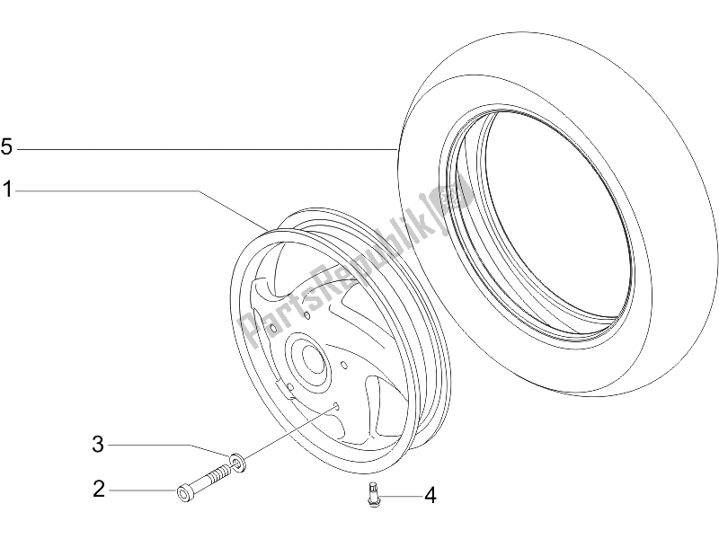 Toutes les pièces pour le Roue Avant du Vespa LX 150 4T E3 2006