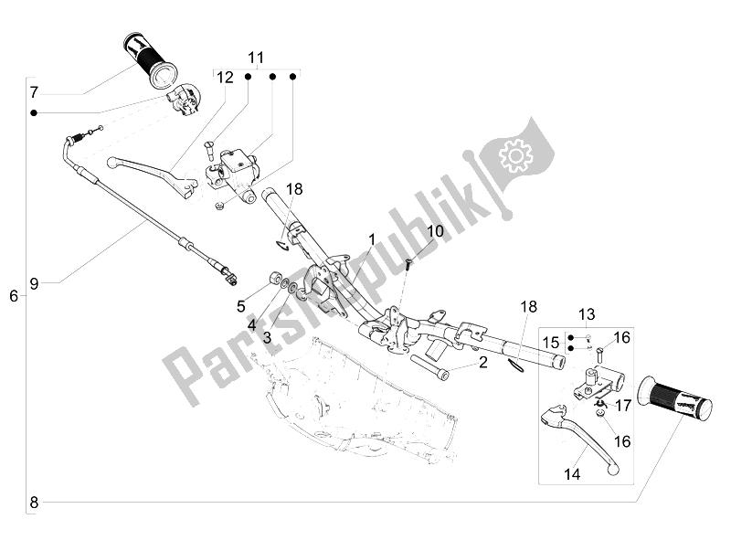 All parts for the Handlebars - Master Cil. Of the Vespa Sprint 50 2T2V 2014