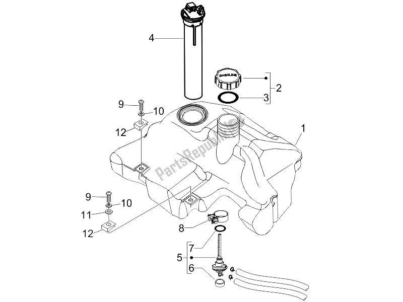 Tutte le parti per il Serbatoio Di Carburante del Vespa LX 150 4T USA 2006