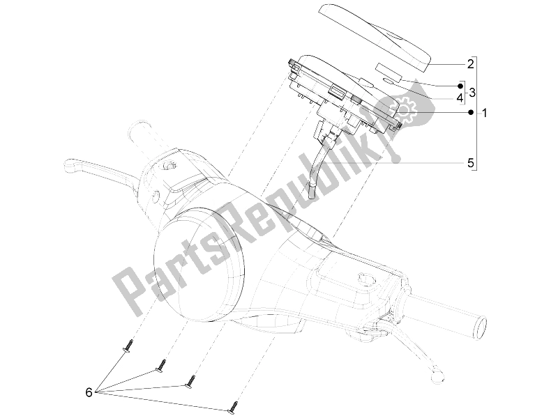 Tutte le parti per il Quadro Strumenti-quadro Comandi del Vespa LT 150 4T 3V IE 2014