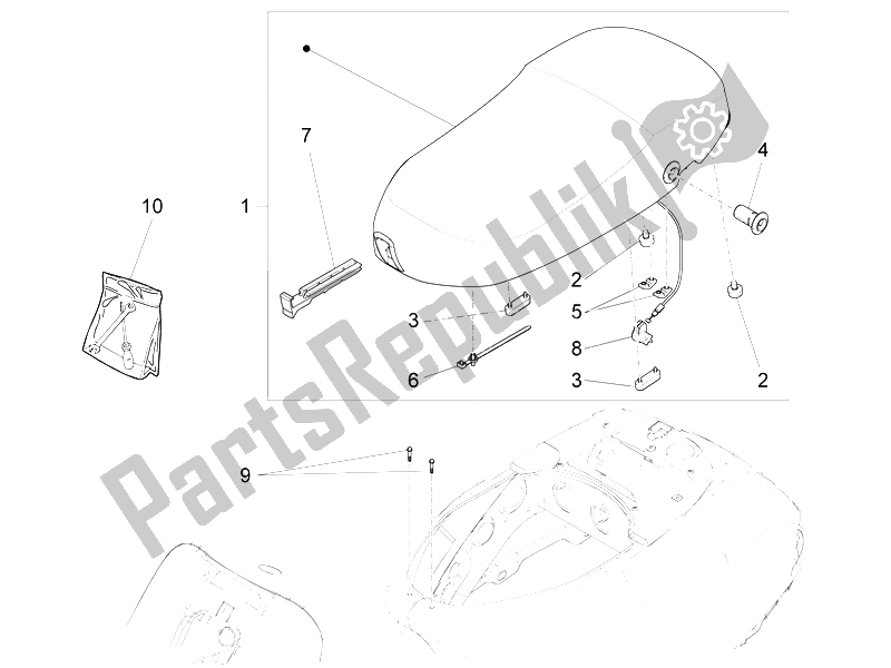 All parts for the Saddle/seats of the Vespa LX 125 4T 3V IE Vietnam 2012