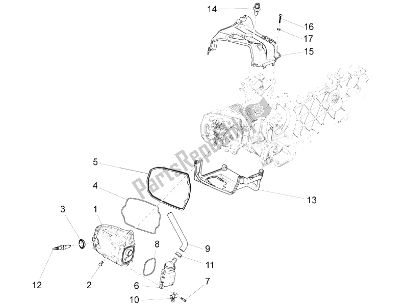 All parts for the Cylinder Head Cover of the Vespa LX 150 4T 3V IE 2012
