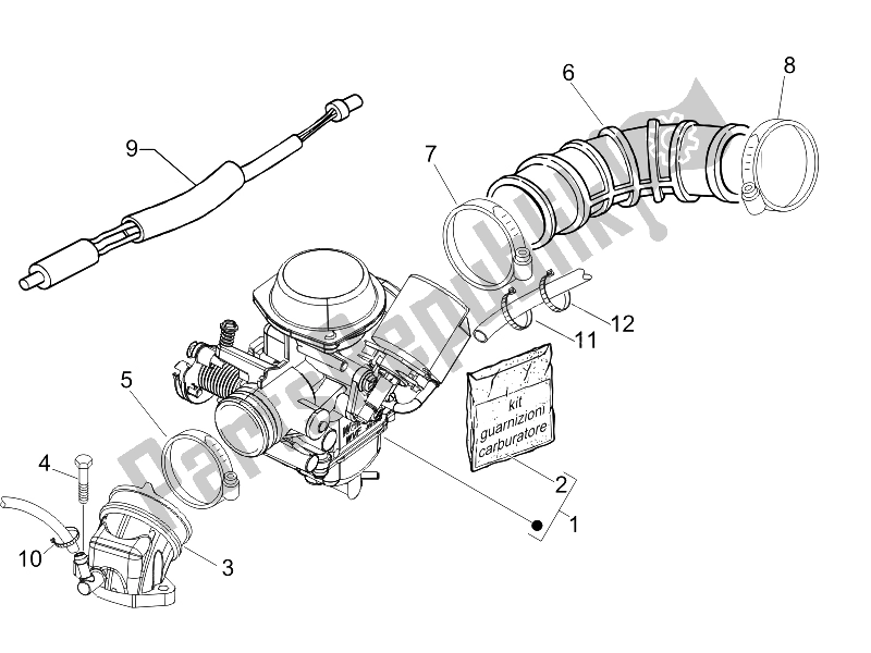 Toutes les pièces pour le Carburateur, Montage - Tuyau Union du Vespa LX 50 4T USA 2008