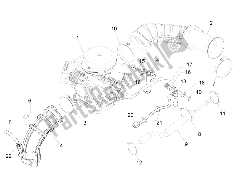 Todas las partes para Carburador, Montaje - Tubo De Unión de Vespa Vespa Primavera 50 4T 4V EU 2014