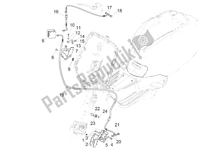 All parts for the Brakes Pipes - Calipers (abs) of the Vespa Vespa Primavera 125 4T 3V Iget ABS EU 2016