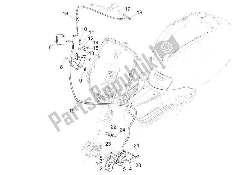 Alle onderdelen voor de Remmen Buizen - Remklauwen (abs) van de Vespa Vespa Primavera 125 4T 3V Iget ABS EU 2016