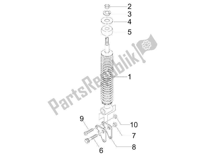 Tutte le parti per il Sospensione Posteriore - Ammortizzatore / I del Vespa S 125 4T IE E3 College 2009