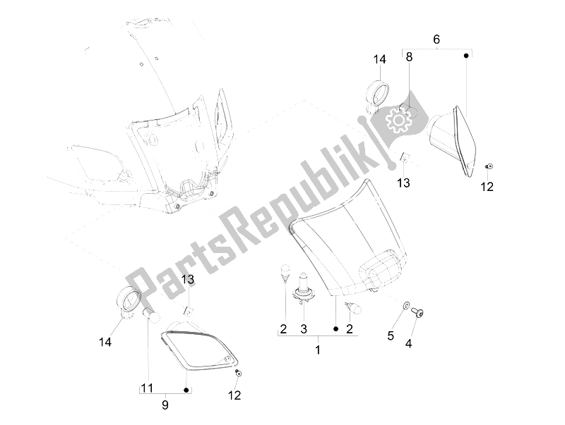 Toutes les pièces pour le Phares Arrière - Clignotants du Vespa Vespa GTS 125 4T 3V IE Super Asia 2014