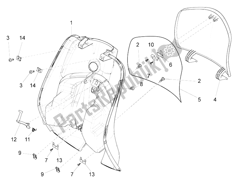 Todas las partes para Guantera Frontal - Panel De Rodilleras de Vespa LX 125 4T 3V IE Vietnam 2012