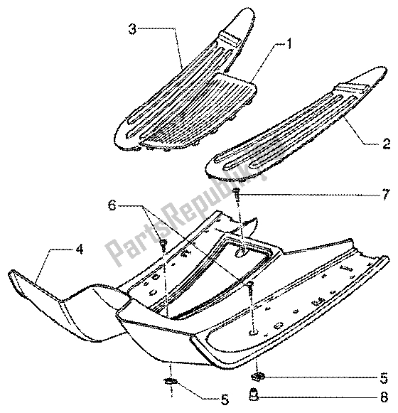 All parts for the Footrest-rubber Mats of the Vespa ET4 150 Leader 2000