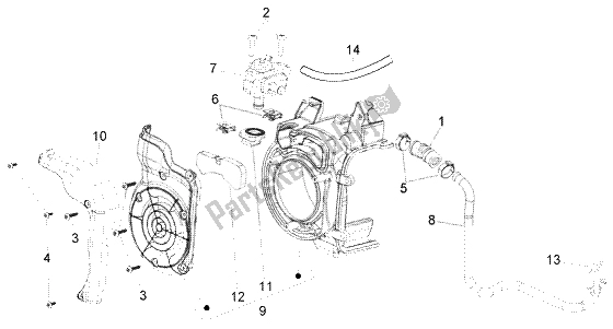 Alle onderdelen voor de Secundaire Luchtkast van de Vespa ET4 125 Leader 2000