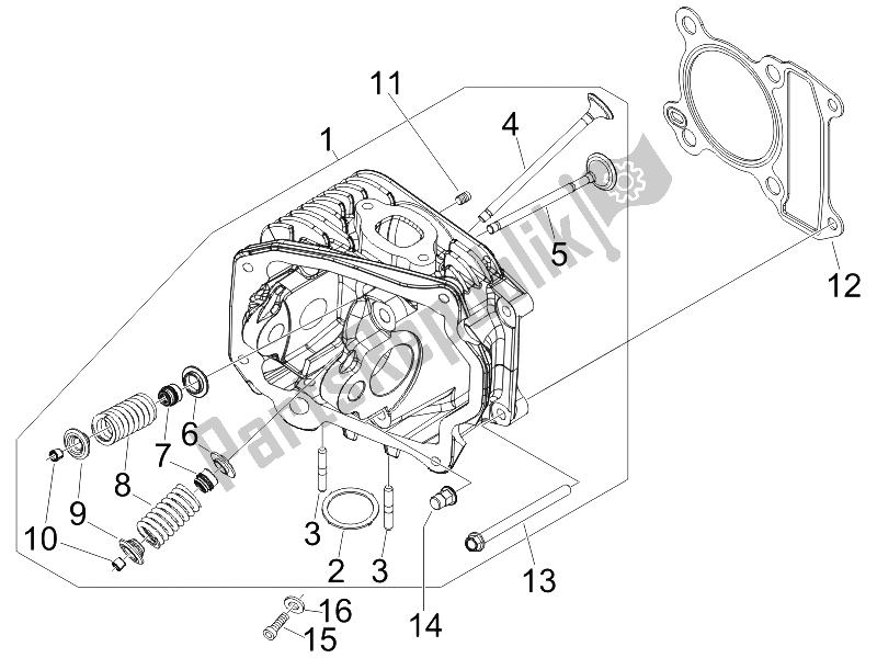 Toutes les pièces pour le Unité De Tête - Valve du Vespa LX 50 4T 2V 25 KMH Touring NL 2011