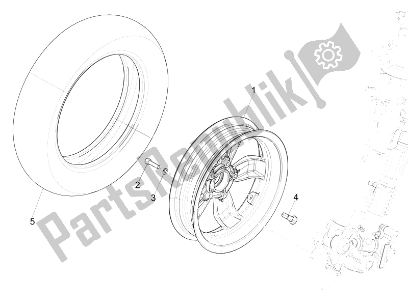 Toutes les pièces pour le Roue Avant du Vespa 50 4T 2V 52 KMH B NL 2014