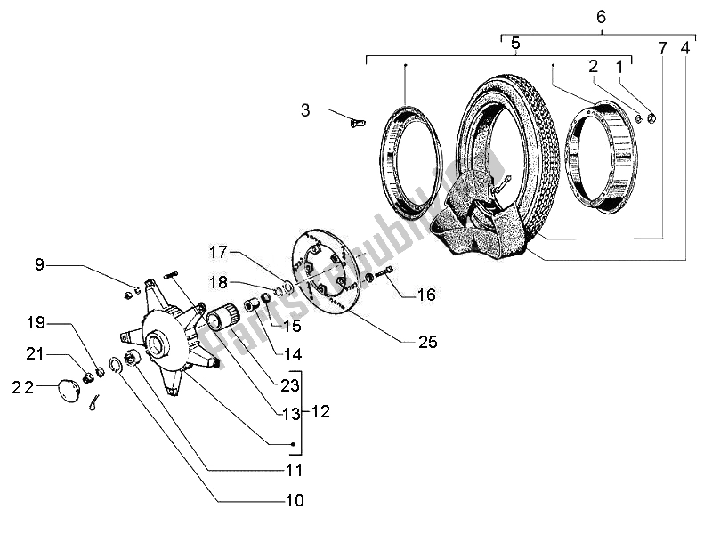 Tutte le parti per il Ruota Anteriore del Vespa PX 125 30 Anni 2007