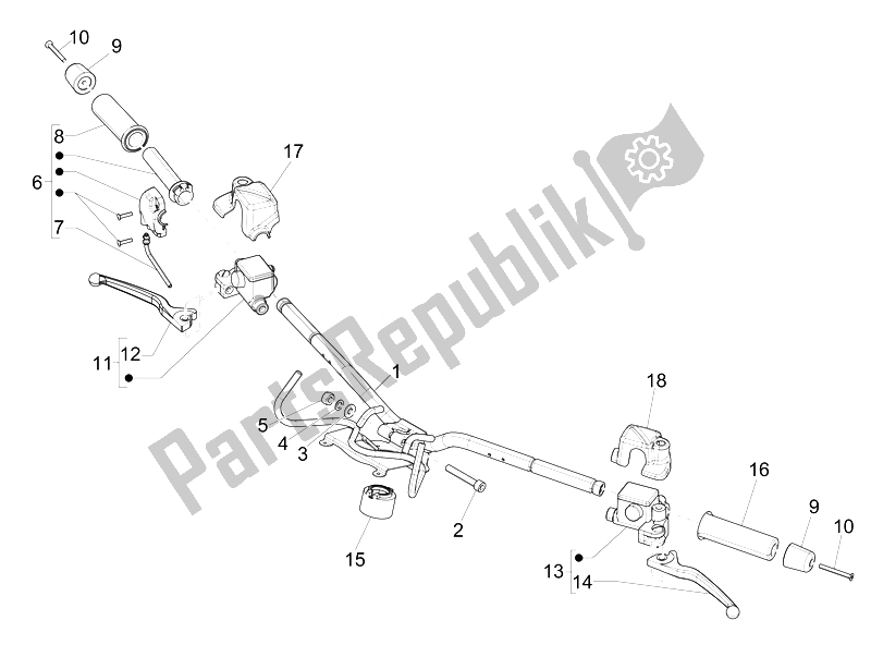 Tutte le parti per il Manubrio - Master Cil. Del Vespa GTV 300 4T 4V IE 2010