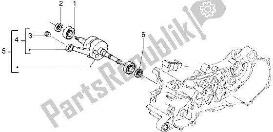 Toutes les pièces pour le Vilebrequin du Vespa ET2 Iniezione 50 1998