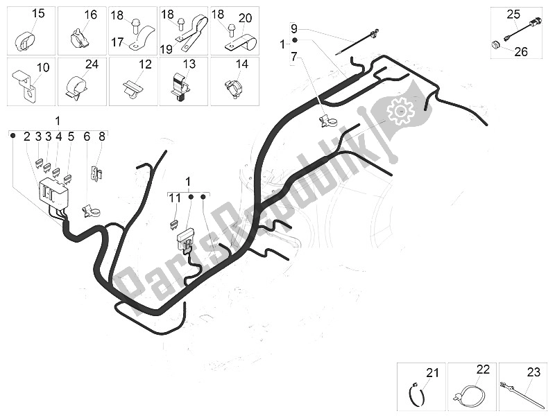 Tutte le parti per il Cablaggio Principale del Vespa Vespa Sprint Iget 125 4T 3V ABS EU 2016