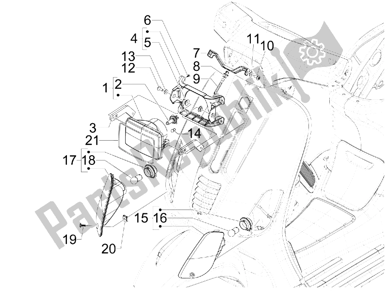 Tutte le parti per il Fari Anteriori - Indicatori Di Direzione del Vespa S 125 4T IE E3 College 2009