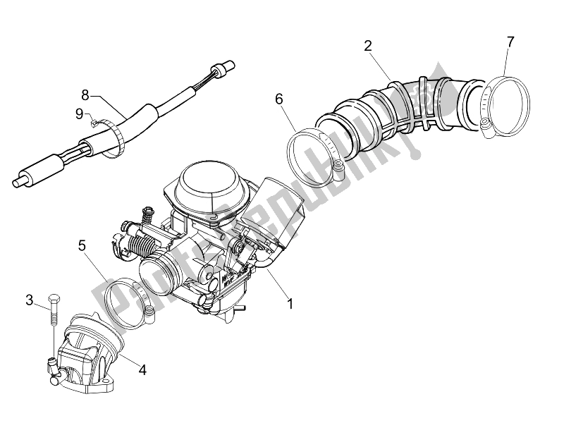 All parts for the Carburettor, Assembly - Union Pipe of the Vespa S 50 4T 2V 25 KMH NL 2010