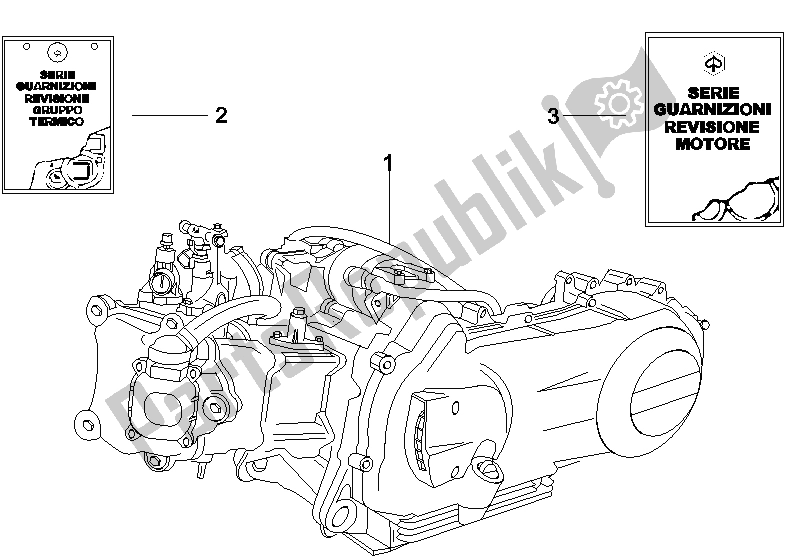 Toutes les pièces pour le Moteur, Assemblage du Vespa GTS 250 ABS UK 2005