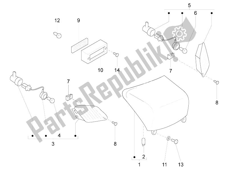 Toutes les pièces pour le Phares Arrière - Clignotants du Vespa LX 125 4T IE E3 2009