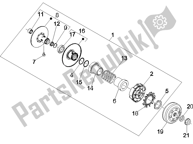 Todas las partes para Polea Conducida de Vespa GTS 250 ABS 2005